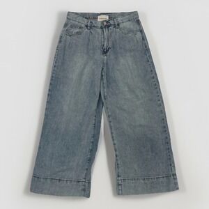 Habitual Wide Leg Crop Chambray Jeans High Rise Denim Pants Womens 6/28 Preppy